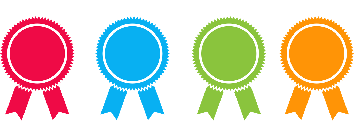 Bild som visar medaljer i olika färger.