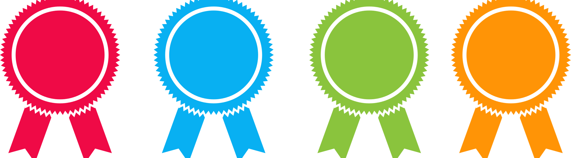 Bild som visar medaljer i olika färger.